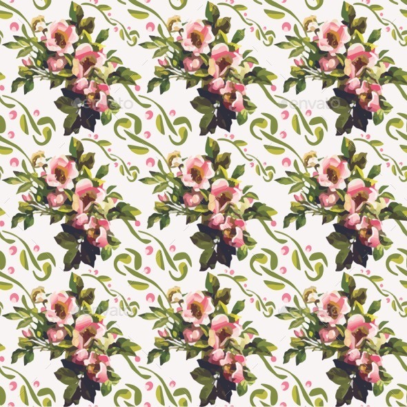 GraphicRiver Wild Roses Floral Bouquet Pattern 11788965 GraphicRiver Wild Roses Floral Bouquet Pattern 11788965
