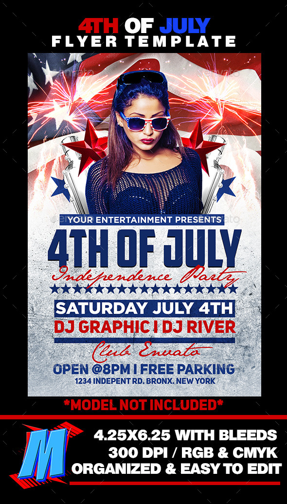 4th of July Flyer Template (Clubs & Parties)