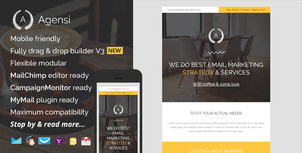 Agensi, Modern Email Template with Builder