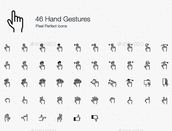 Hand Gestures and Finger Actions Icon Set (Icons)