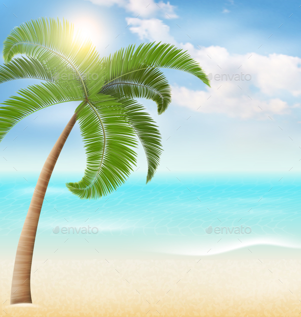 GraphicRiver Beach with Palm and Clouds 11797662 GraphicRiver Beach with Palm and Clouds 11797662