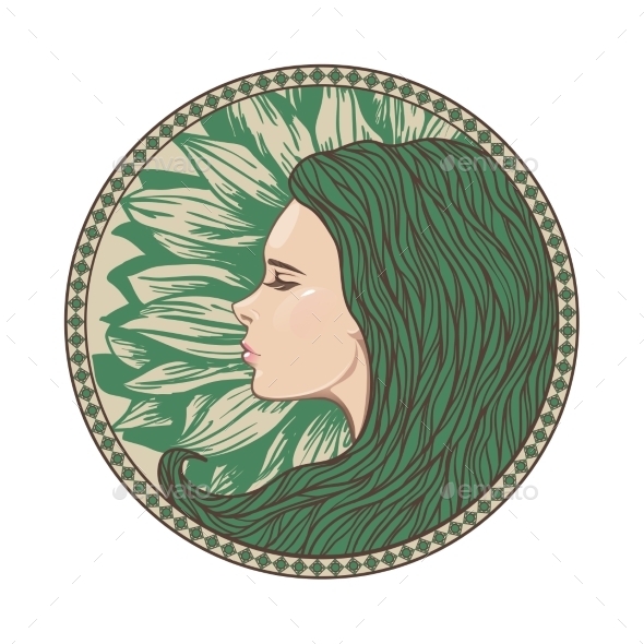 GraphicRiver Vintage Girl Portrait in Ornate Circle Frame 11799209 GraphicRiver Vintage Girl Portrait in Ornate Circle Frame 11799209