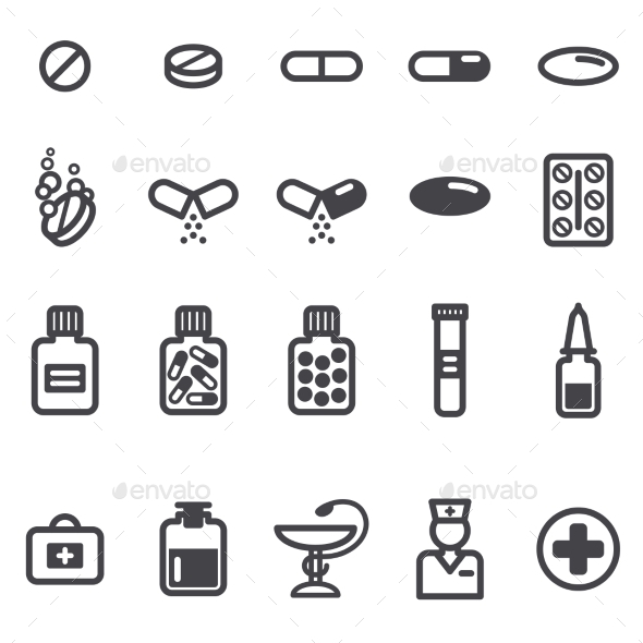 GraphicRiver Pills and Capsules Icons Set 11799227 GraphicRiver Pills and Capsules Icons Set 11799227