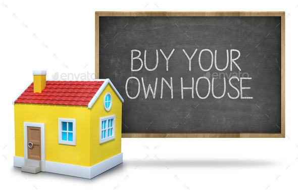 Buy your own house on Blackboard with 3d house (Misc) Photo Download