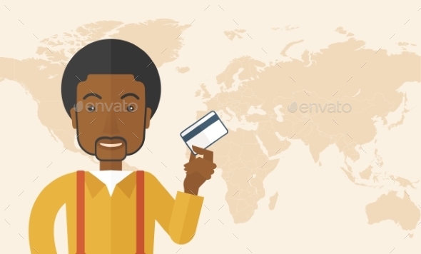 GraphicRiver Businessman Standing Holding Credit Card 11800208 GraphicRiver Businessman Standing Holding Credit Card 11800208