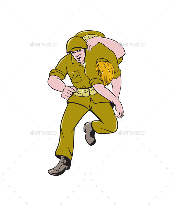 GraphicRiver World War Two American Soldier Carry Wounded 11801990 GraphicRiver World War Two American Soldier Carry Wounded 11801990