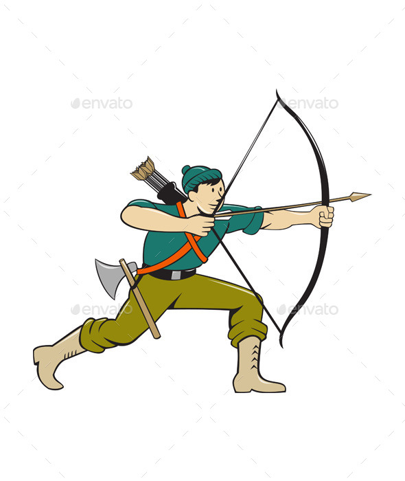 GraphicRiver Archer Aiming Long Bow Arrow Cartoon 11802004 GraphicRiver Archer Aiming Long Bow Arrow Cartoon 11802004