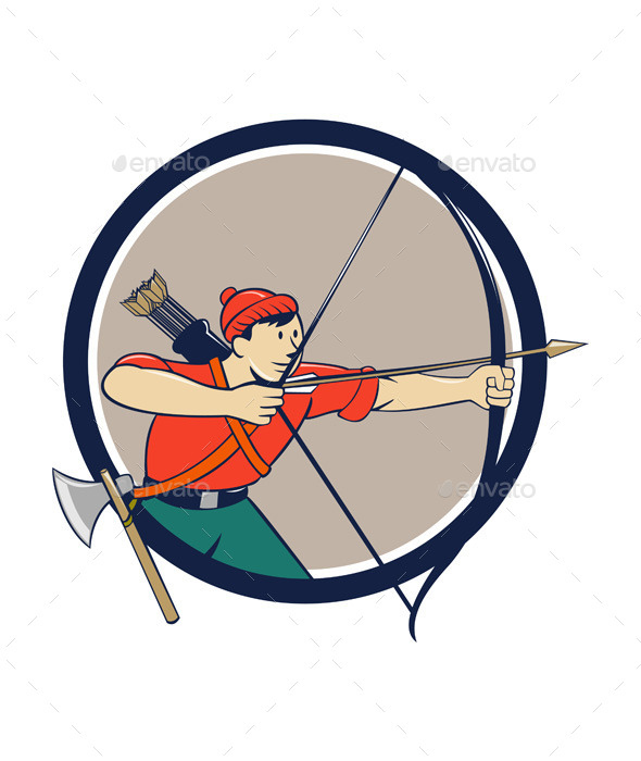 GraphicRiver Archer Aiming Long Bow Arrow Cartoon Circle 11802005 GraphicRiver Archer Aiming Long Bow Arrow Cartoon Circle 11802005