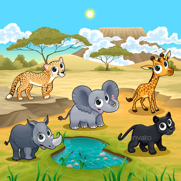 GraphicRiver Set of Wild Animals in Nature 11802007 GraphicRiver Set of Wild Animals in Nature 11802007
