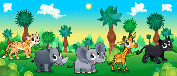 GraphicRiver Green Forest with Wild Animals 11804910 GraphicRiver Green Forest with Wild Animals 11804910