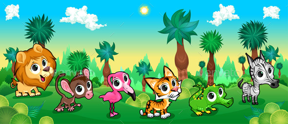 GraphicRiver Green Forest with Wild Animals 11804915 GraphicRiver Green Forest with Wild Animals 11804915