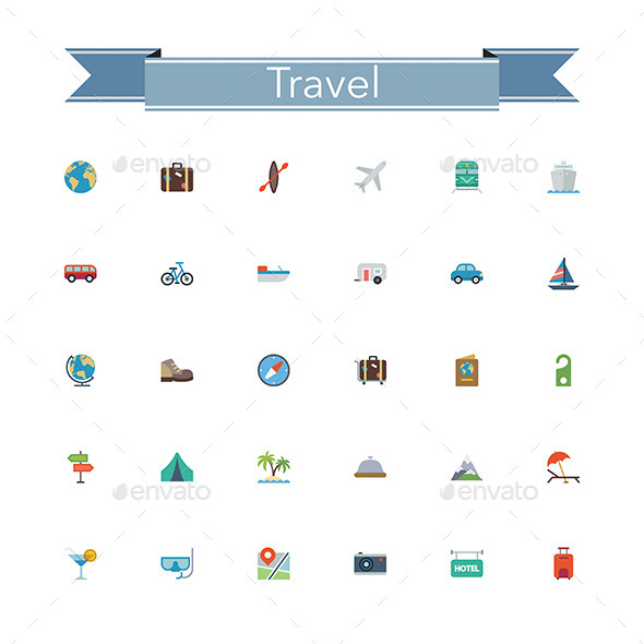 Travel Flat Icons (Miscellaneous)