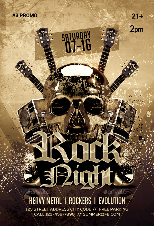 Rock Night Flyer Template by Arrow3000  GraphicRiver