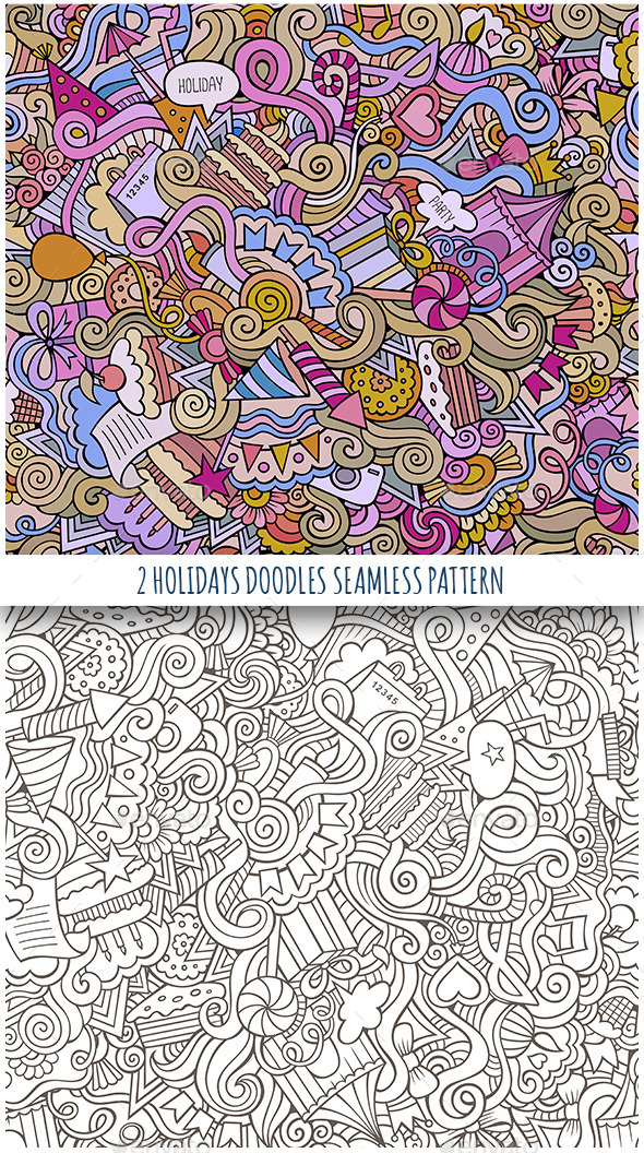 GraphicRiver 2 Holiday Doodles Seamless Pattern 11808836 GraphicRiver 2 Holiday Doodles Seamless Pattern 11808836