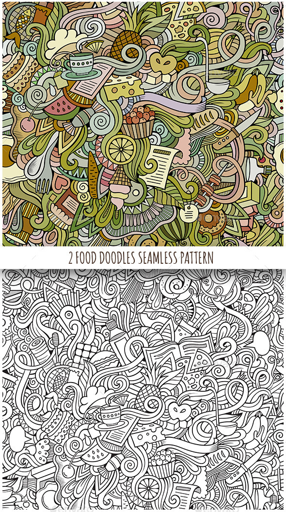 GraphicRiver 2 Food Doodles Seamless Pattern 11809211 GraphicRiver 2 Food Doodles Seamless Pattern 11809211