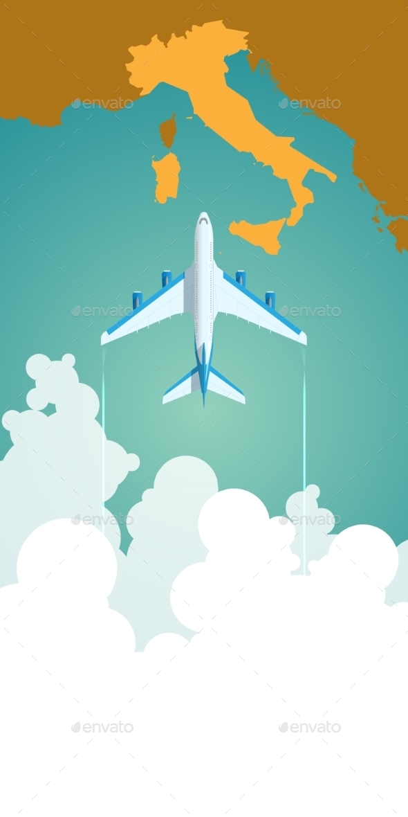 GraphicRiver Airplane Flying Through Clouds Above The Map 11809549 GraphicRiver Airplane Flying Through Clouds Above The Map 11809549