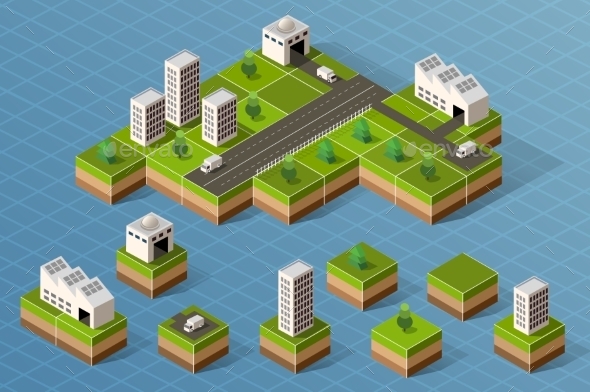 GraphicRiver Set Of Isometric City 11809840 GraphicRiver Set Of Isometric City 11809840