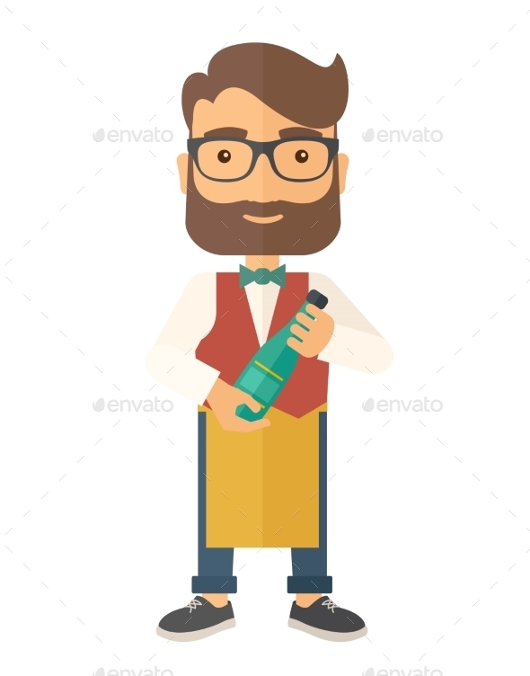 GraphicRiver Wine Maker Holding a Bottle of Wine 11812143 GraphicRiver Wine Maker Holding a Bottle of Wine 11812143