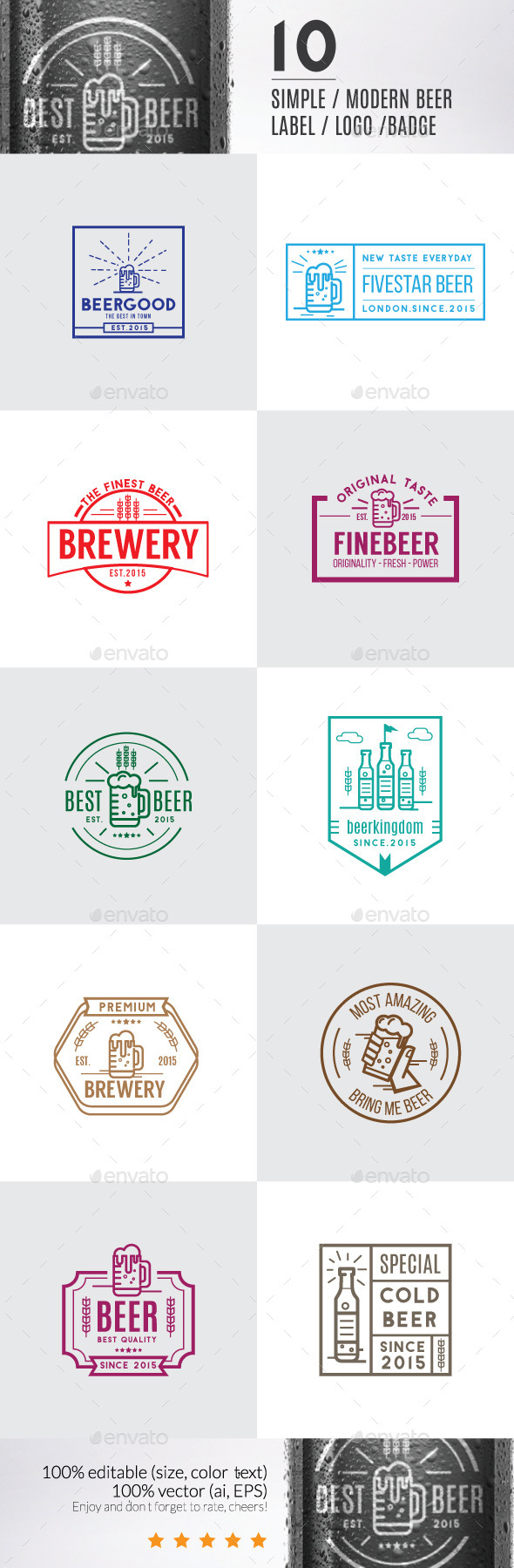 GraphicRiver 10 Modern Beer Label Logos & Badge 11788892 GraphicRiver 10 Modern Beer Label Logos & Badge 11788892