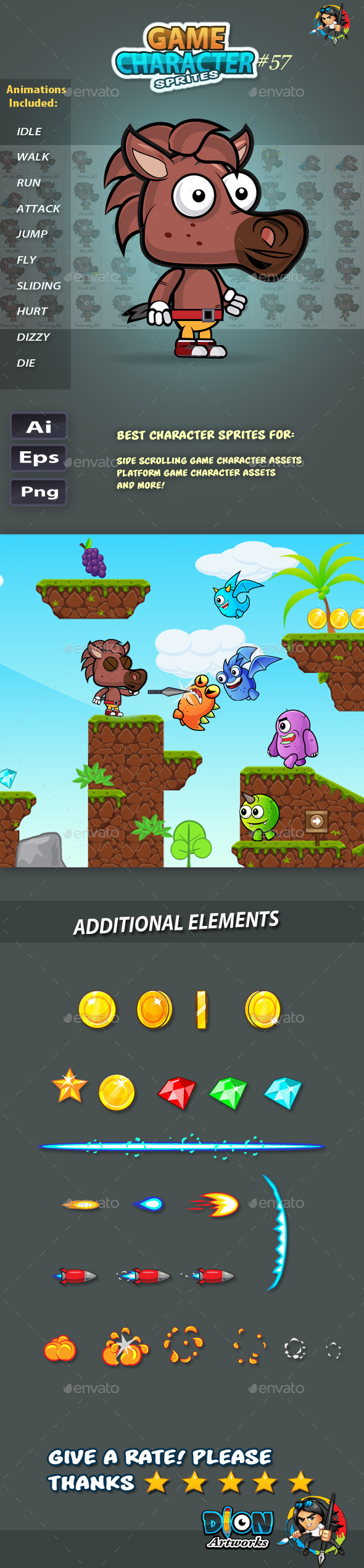GraphicRiver Horse 2D Game Character Sprites 57 11813483 GraphicRiver Horse 2D Game Character Sprites 57 11813483