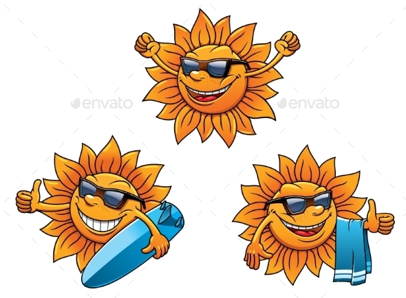 GraphicRiver Trendy Hip Summer Sun Characters 11813940 GraphicRiver Trendy Hip Summer Sun Characters 11813940
