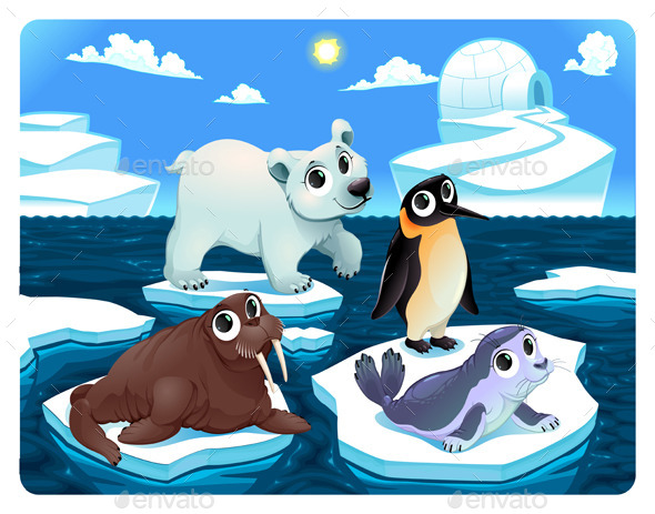 GraphicRiver Polar Animals on the Ice 11815307 GraphicRiver Polar Animals on the Ice 11815307