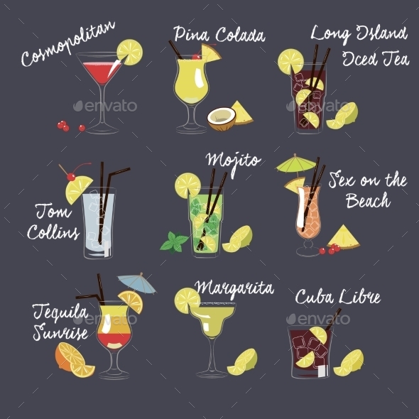 GraphicRiver Vector Illustration Of Different Drinks 11815690 GraphicRiver Vector Illustration Of Different Drinks 11815690