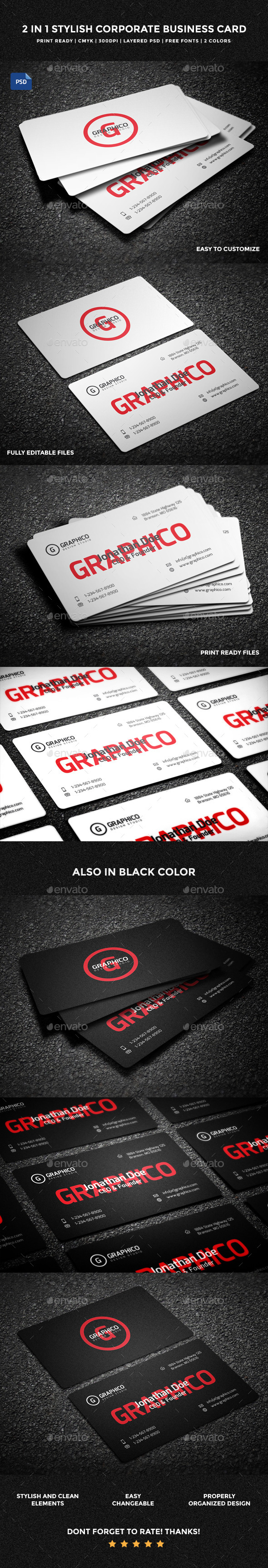GraphicRiver 2 in 1 Stylish Corporate Business Card 11816411 GraphicRiver 2 in 1 Stylish Corporate Business Card 11816411