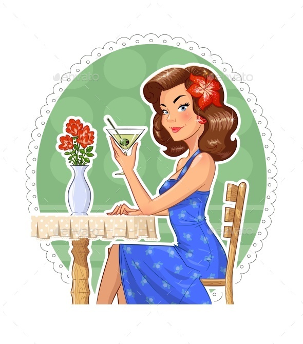 GraphicRiver Girl with Glass of Martini 11817813 GraphicRiver Girl with Glass of Martini 11817813