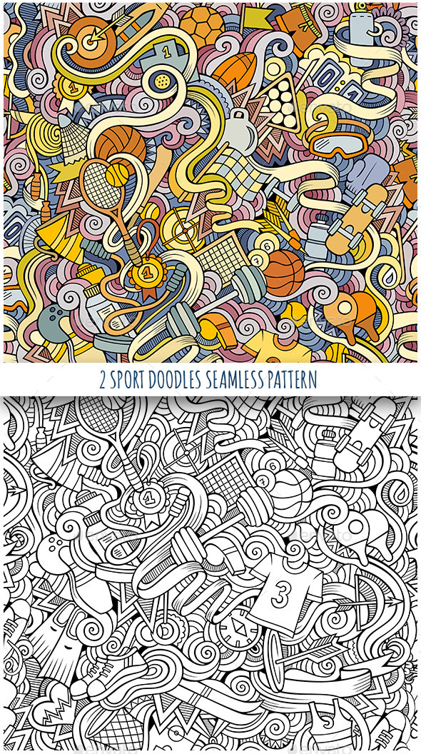 GraphicRiver 2 Sport Doodles Seamless Patterns 11818868 GraphicRiver 2 Sport Doodles Seamless Patterns 11818868
