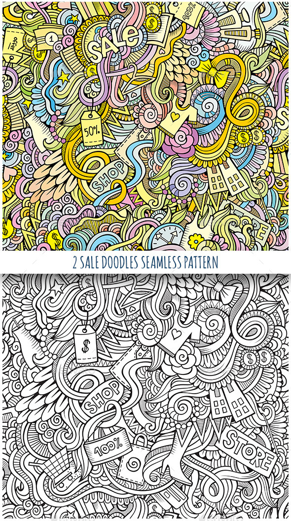 GraphicRiver 2 Doodles Seamless Sale and Shopping Pattern 11818987 GraphicRiver 2 Doodles Seamless Sale and Shopping Pattern 11818987