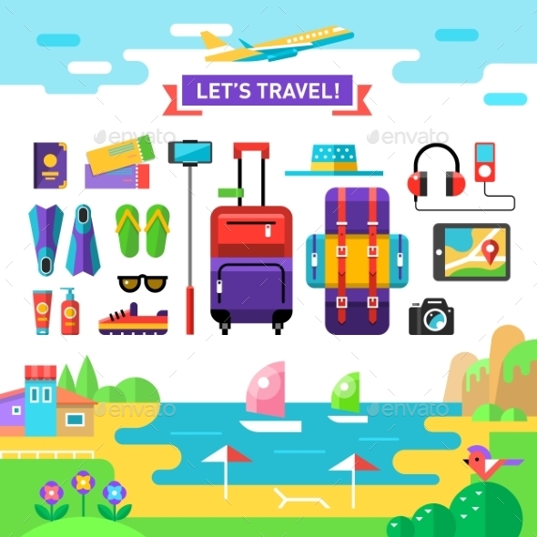 GraphicRiver Traveling Template Vocation s Accessories Flat 11820249 GraphicRiver Traveling Template Vocation s Accessories Flat 11820249