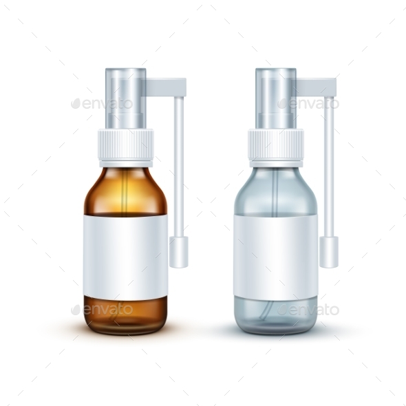 GraphicRiver Vector Blank Glass Medical Spray Bottle Isolated 11820952