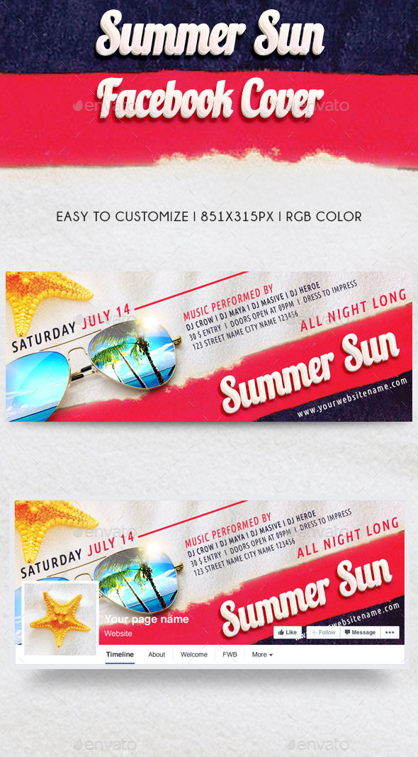 GraphicRiver Summer Sun Party Facebook Cover 11822472 GraphicRiver Summer Sun Party Facebook Cover 11822472