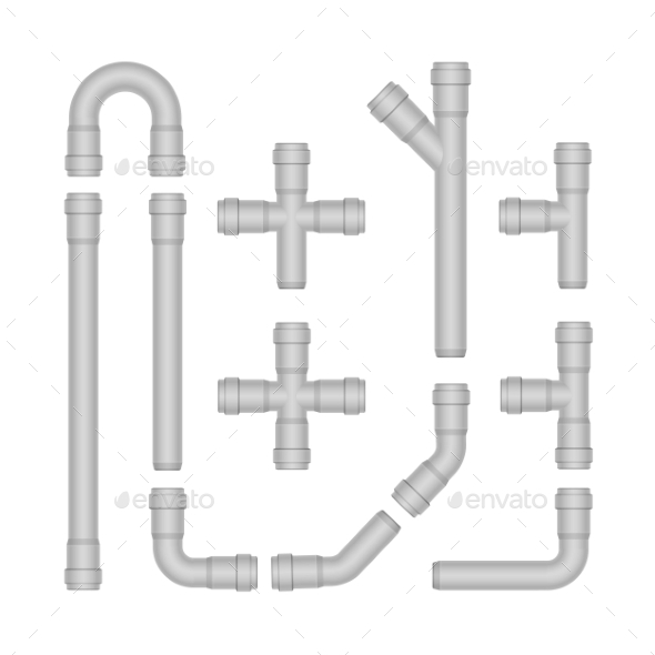 GraphicRiver Vector Set Of Plastic Pipes Isolated On White 11823338