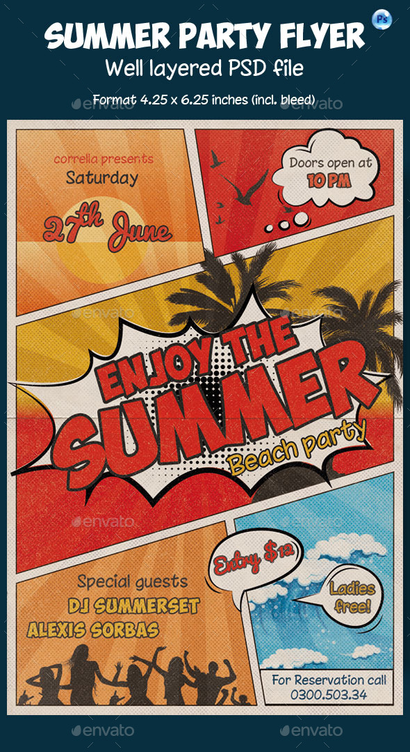 GraphicRiver Summer Flyer Comic Style 11823352 GraphicRiver Summer Flyer Comic Style 11823352