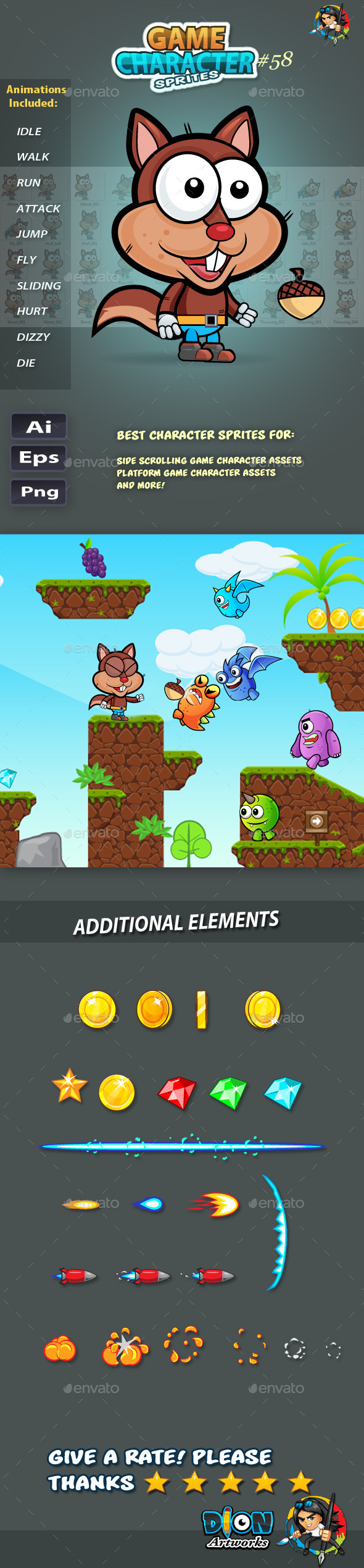 GraphicRiver Squirrel 2D Game Character Sprites 58 11823592 GraphicRiver Squirrel 2D Game Character Sprites 58 11823592