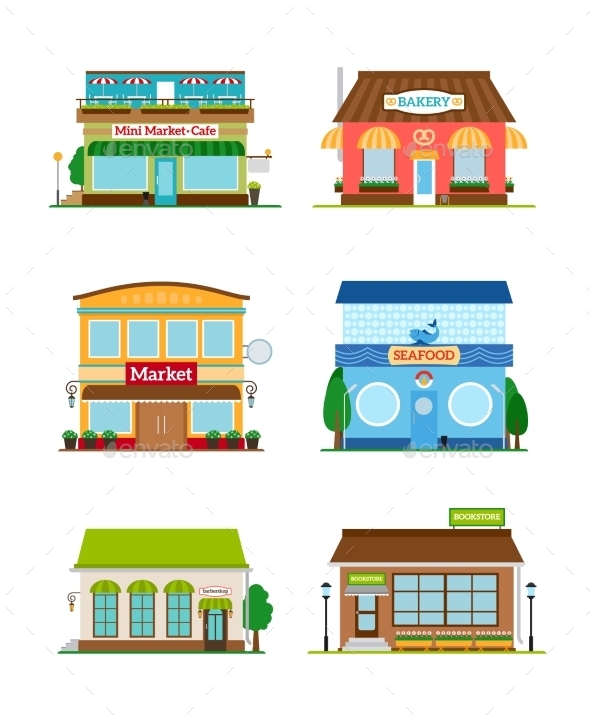 GraphicRiver Shop Store Facade Set 11824432 GraphicRiver Shop Store Facade Set 11824432