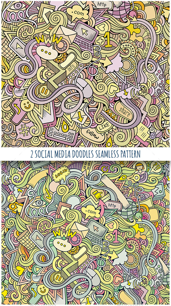GraphicRiver 2 Social Doodles Seamless Pattern 11825150 GraphicRiver 2 Social Doodles Seamless Pattern 11825150