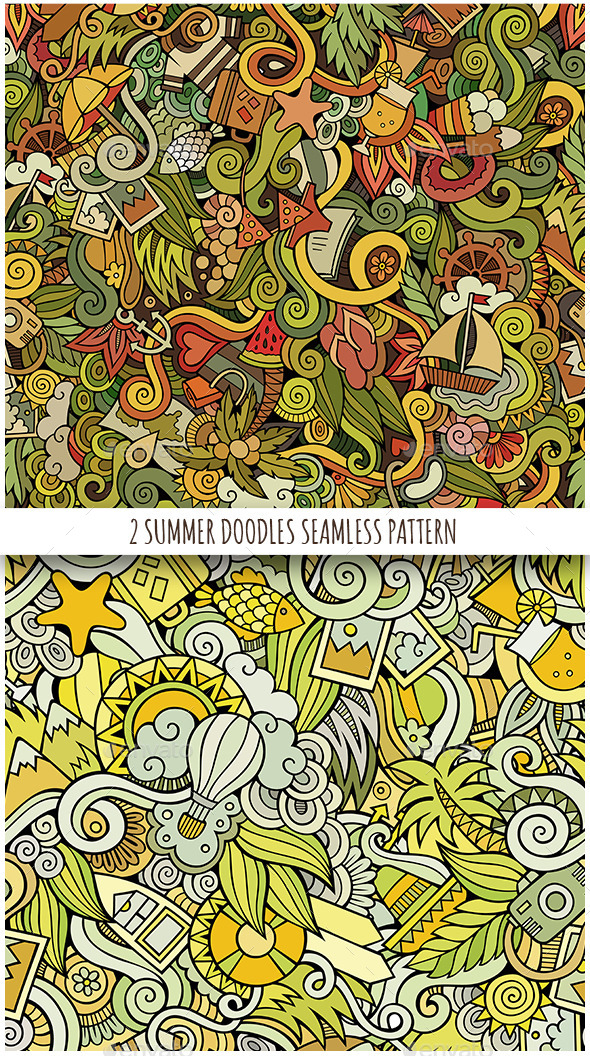GraphicRiver 2 Summer Holidays Doodles Seamless Patterns 11825284 GraphicRiver 2 Summer Holidays Doodles Seamless Patterns 11825284