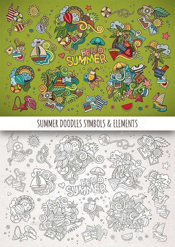GraphicRiver Hand Drawn Summer Doodle Symbols 11825295 GraphicRiver Hand Drawn Summer Doodle Symbols 11825295