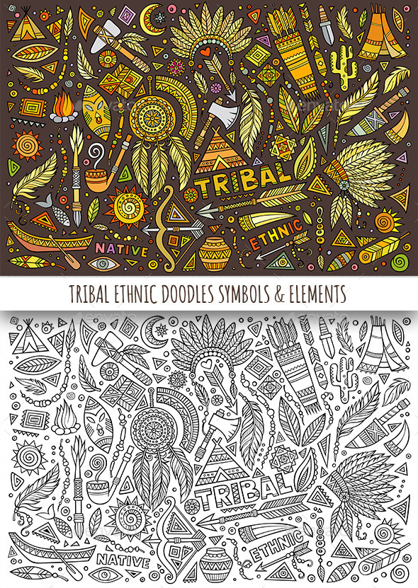 GraphicRiver Tribal Ethnic Doodles Elements 11825716 GraphicRiver Tribal Ethnic Doodles Elements 11825716