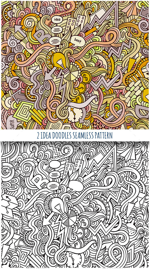 GraphicRiver 2 Idea Doodles Seamless Pattern 11825771 GraphicRiver 2 Idea Doodles Seamless Pattern 11825771