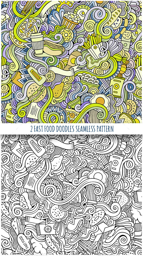 GraphicRiver 3 Fast Food Doodles Seamless Patterns 11825828 GraphicRiver 3 Fast Food Doodles Seamless Patterns 11825828