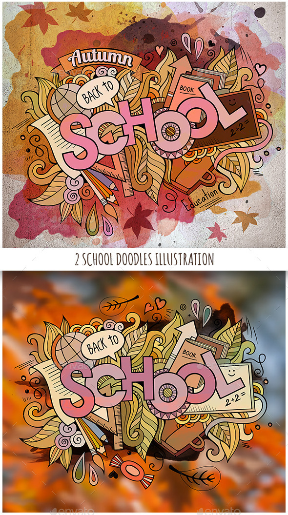 GraphicRiver 2 School Doodles Designs 11825841 GraphicRiver 2 School Doodles Designs 11825841