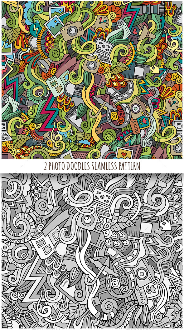 GraphicRiver 2 Photography Doodles Seamless Patterns 11826082 GraphicRiver 2 Photography Doodles Seamless Patterns 11826082
