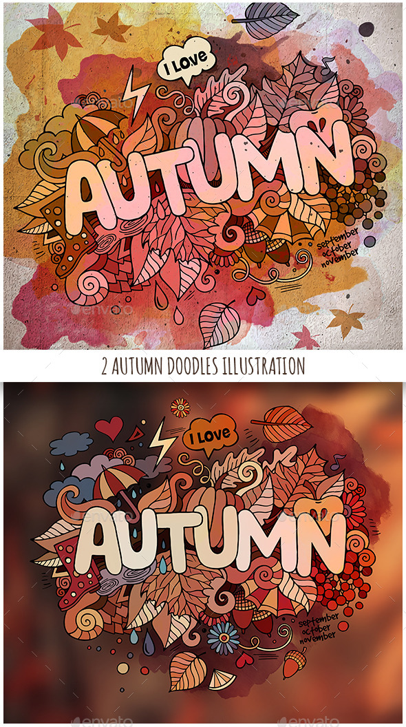 GraphicRiver 2 Autumn Doodles Designs 11826399 GraphicRiver 2 Autumn Doodles Designs 11826399