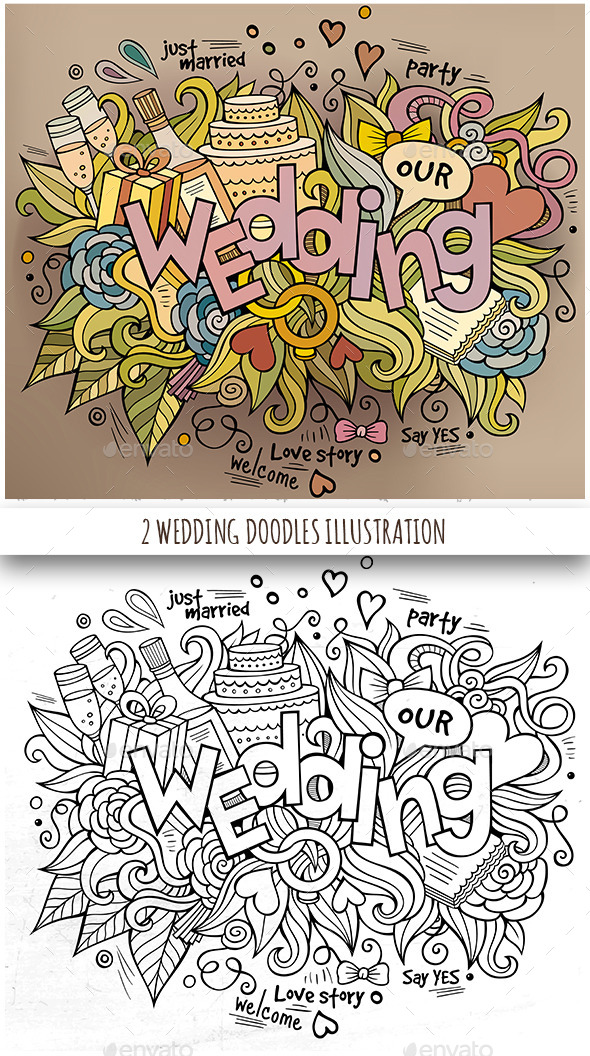 GraphicRiver 2 Wedding Doodles Designs 11826467 GraphicRiver 2 Wedding Doodles Designs 11826467
