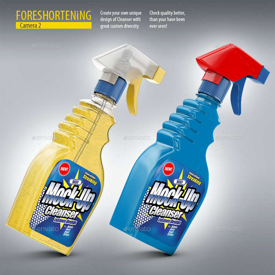 Cleanser Bottle Mockups. Liquid filling possible. by