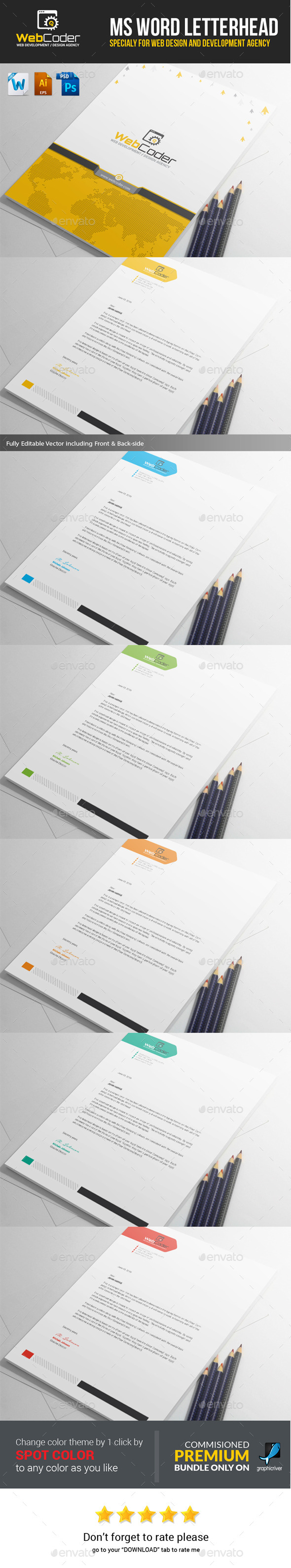 Web Coder | Web Design Agency Ms Word Letterhead (Stationery)